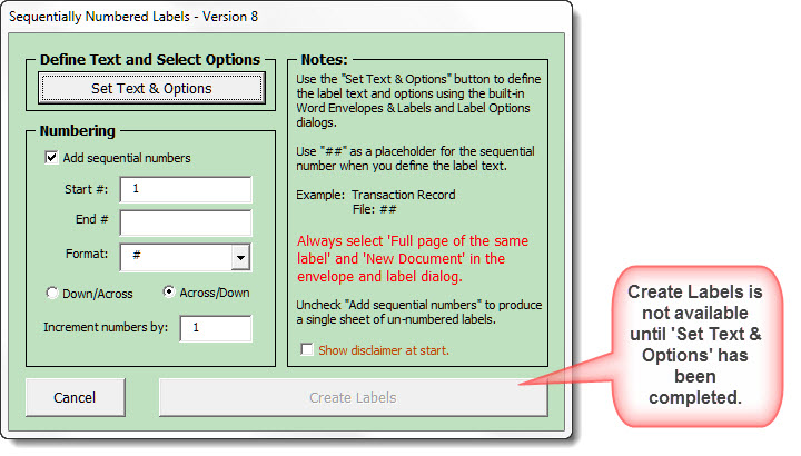 creating labels in word 2003