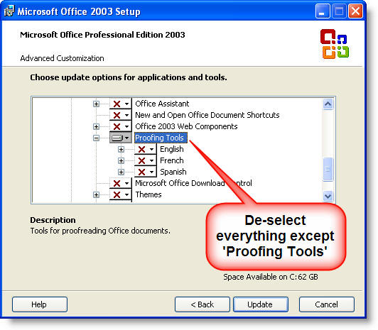 Office 2003 proofing tools